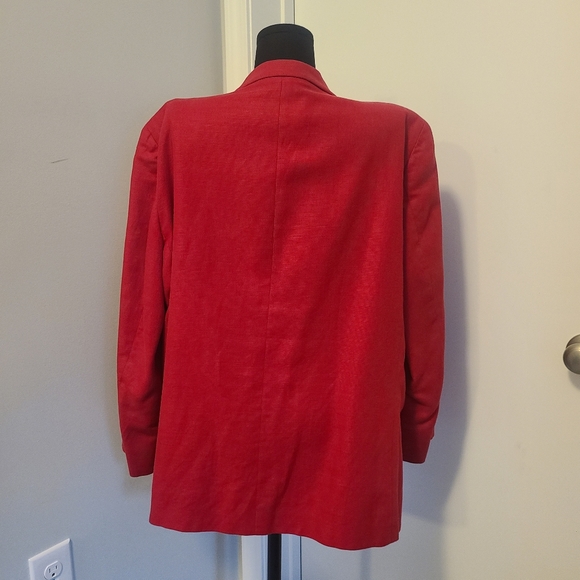 LL Bean Vintage Women's Blazer Size 20 Petite Linen Cotton Blend Red Long Sleeve - Picture 3 of 10